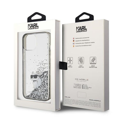 Deksel for Apple iPhone 15 / 14 / 13, Karl Lagerfeld, Liquid Glitter Choupette, Gjennomsiktig