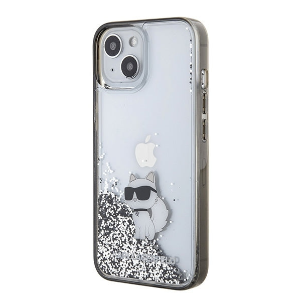Deksel for Apple iPhone 15 / 14 / 13, Karl Lagerfeld, Liquid Glitter Choupette, Gjennomsiktig