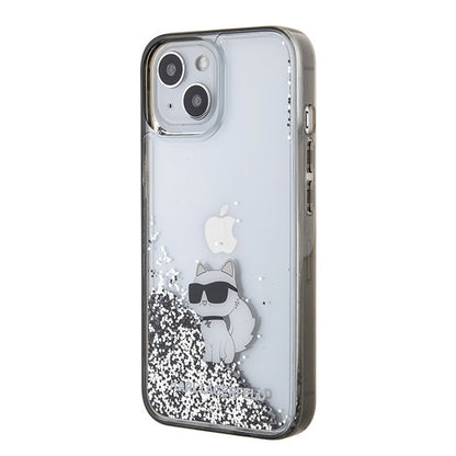 Deksel for Apple iPhone 15 / 14 / 13, Karl Lagerfeld, Liquid Glitter Choupette, Gjennomsiktig