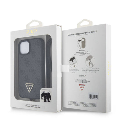 Deksel for Apple iPhone 15 / 14, Guess, Crossbody 4G Metal Logo, Svart