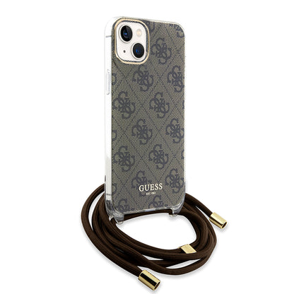 Deksel for Apple iPhone 15, Guess, 4G IML Printed Crossbody, Brun
