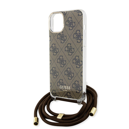 Deksel for Apple iPhone 15, Guess, 4G IML Printed Crossbody, Brun