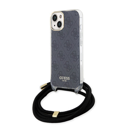 Deksel for Apple iPhone 15, Guess, 4G IML Printed Crossbody, Svart