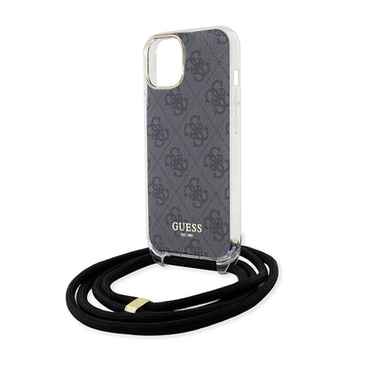Deksel for Apple iPhone 15, Guess, 4G IML Printed Crossbody, Svart
