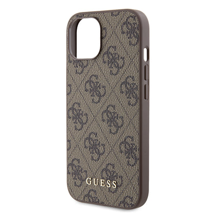 Deksel for Apple iPhone 15, Guess, 4G Metal Gold Logo, Brun