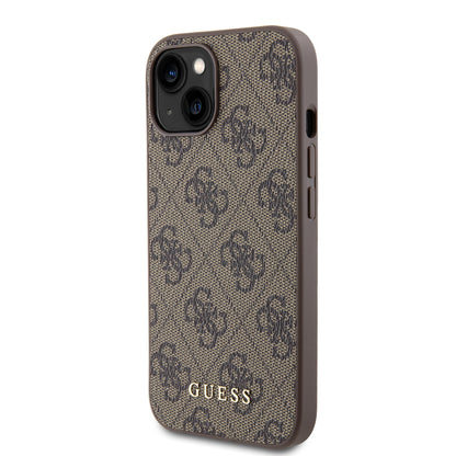 Deksel for Apple iPhone 15, Guess, 4G Metal Gold Logo, Brun