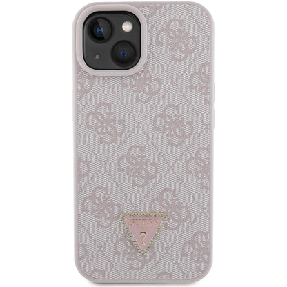 Deksel for Apple iPhone 15, Guess, 4G Triangle Strass, Rosa