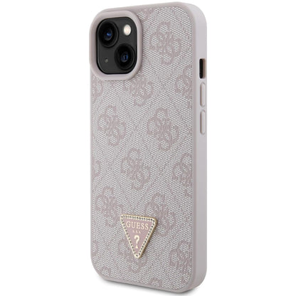 Deksel for Apple iPhone 15, Guess, 4G Triangle Strass, Rosa