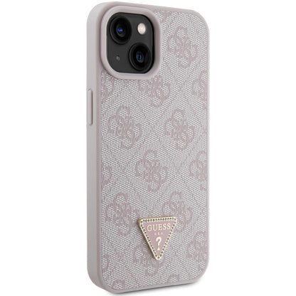 Deksel for Apple iPhone 15, Guess, 4G Triangle Strass, Rosa