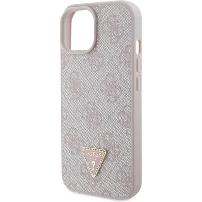 Deksel for Apple iPhone 15, Guess, 4G Triangle Strass, Rosa