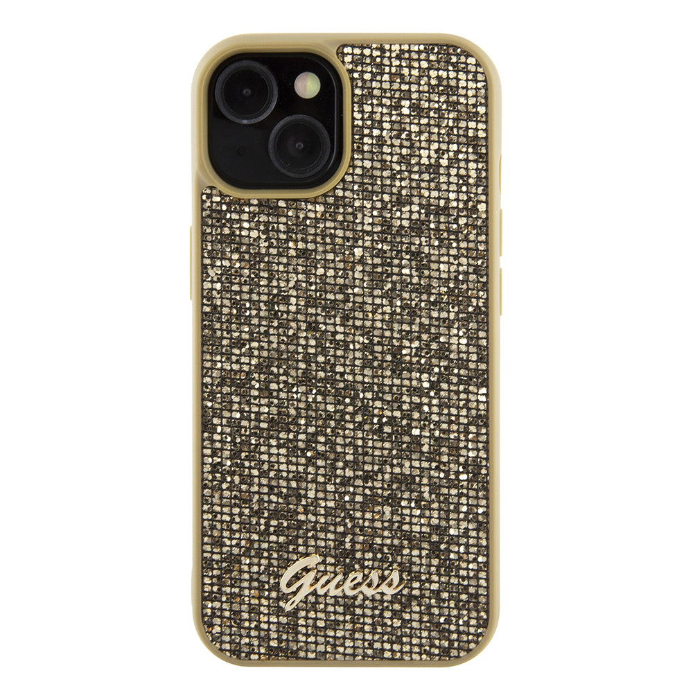 Deksel for Apple iPhone 15, Guess, Disco Metal Script, Gull
