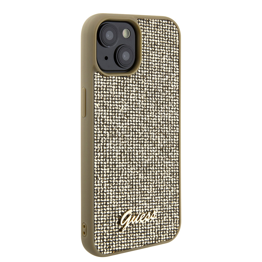 Deksel for Apple iPhone 15, Guess, Disco Metal Script, Gull
