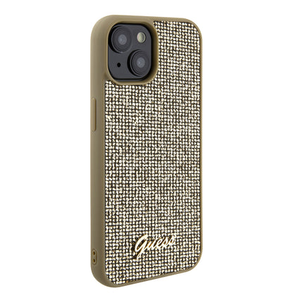 Deksel for Apple iPhone 15, Guess, Disco Metal Script, Gull