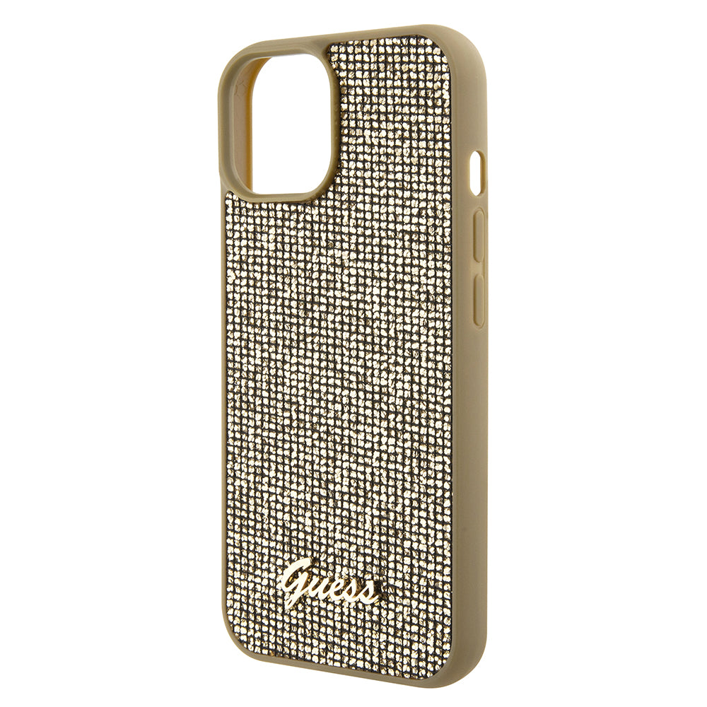 Deksel for Apple iPhone 15, Guess, Disco Metal Script, Gull