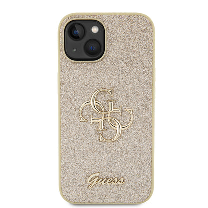 Deksel for Apple iPhone 15, Guess, Glitter Big 4G Script, Gull