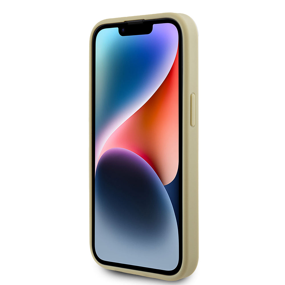 Deksel for Apple iPhone 15, Guess, Glitter Big 4G Script, Gull