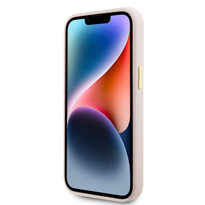 Deksel for Apple iPhone 15, Guess, Logo Strass 4G, Lys Rosa