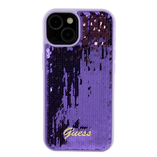 Deksel for Apple iPhone 15, Guess, Sequin Script Metal, Lilla