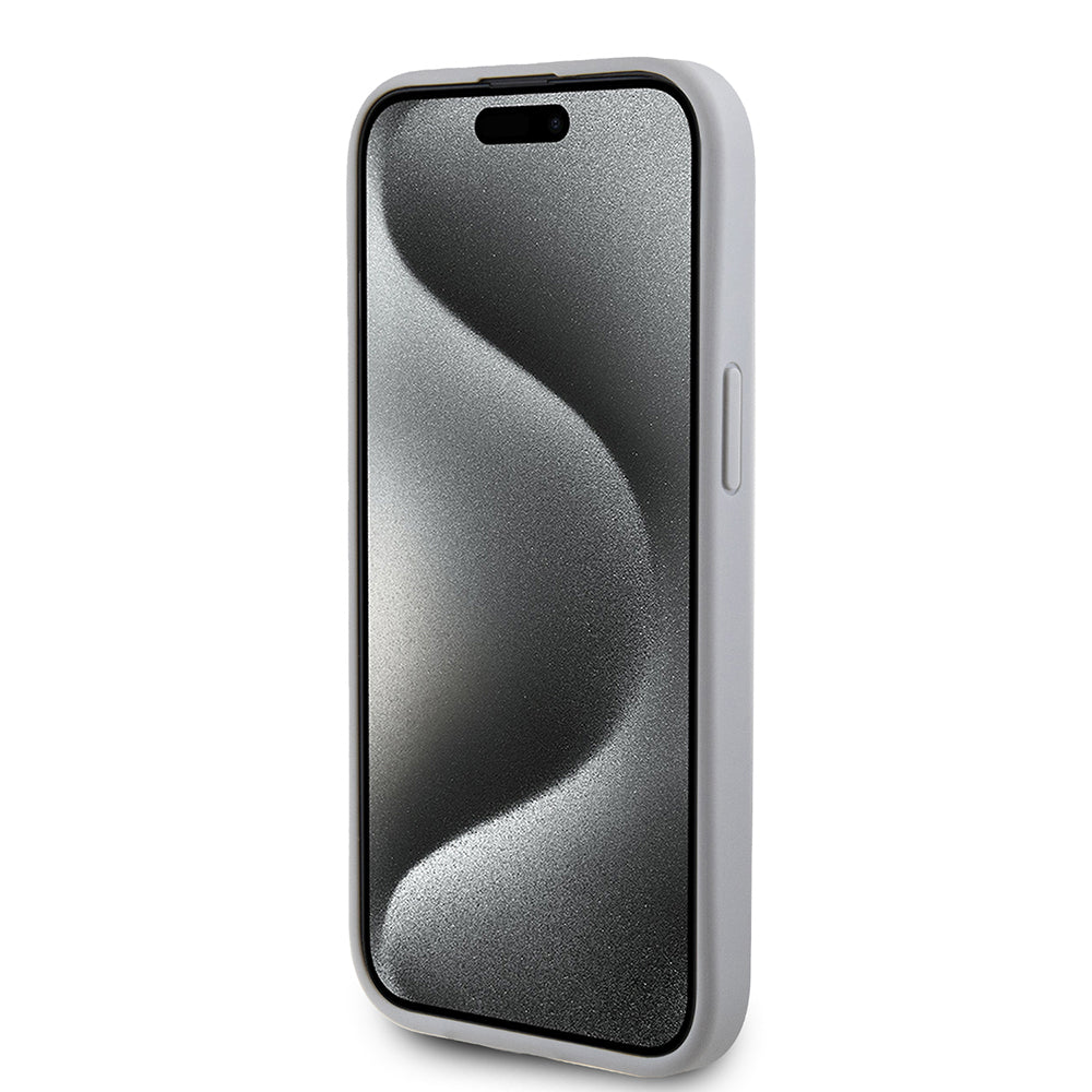 Deksel for Apple iPhone 15, Guess, Strass Metal Logo, Sølvfarget