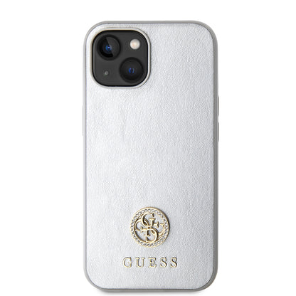 Deksel for Apple iPhone 15, Guess, Strass Metal Logo, Sølvfarget