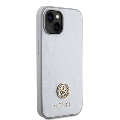 Deksel for Apple iPhone 15, Guess, Strass Metal Logo, Sølvfarget