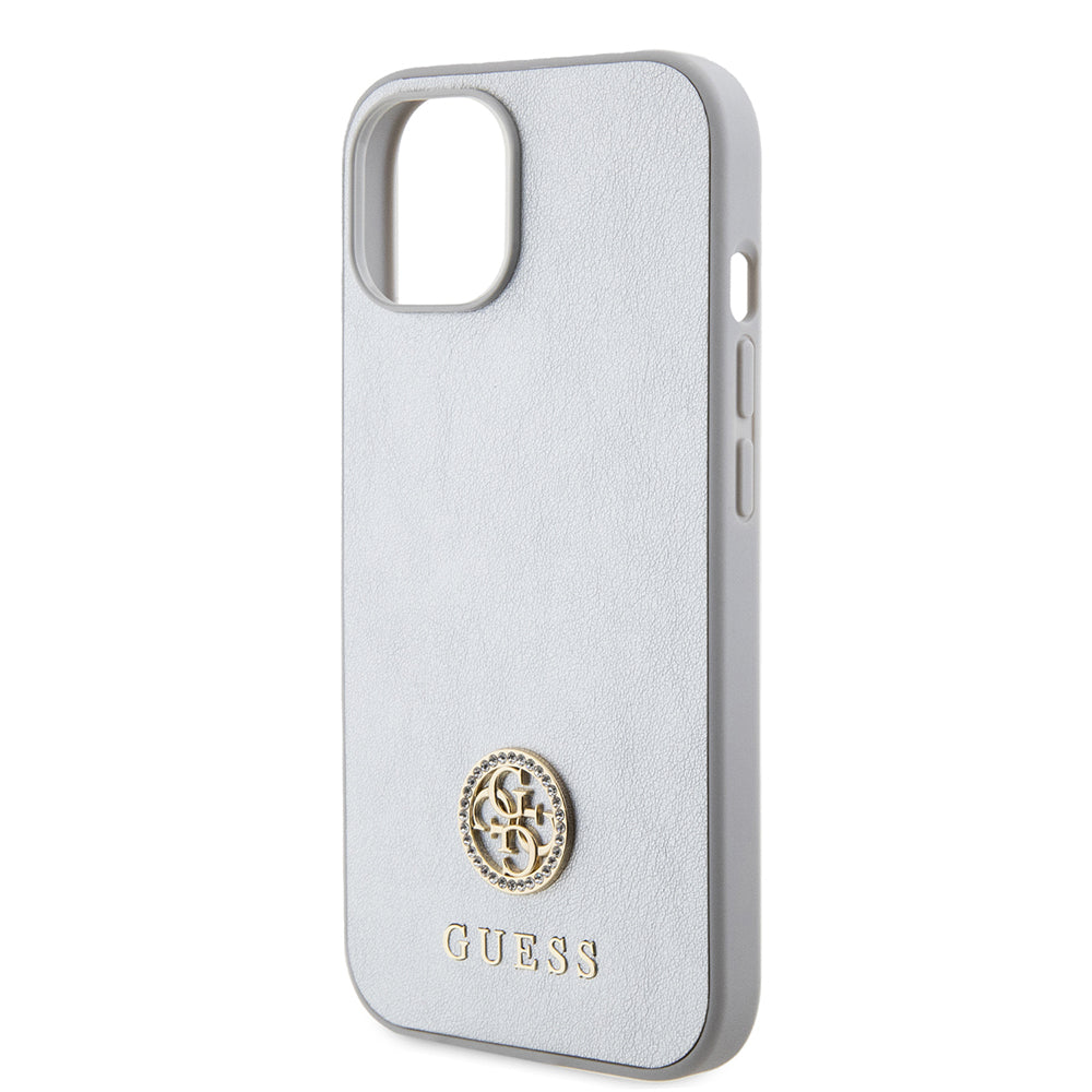 Deksel for Apple iPhone 15, Guess, Strass Metal Logo, Sølvfarget