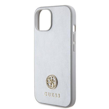 Deksel for Apple iPhone 15, Guess, Strass Metal Logo, Sølvfarget