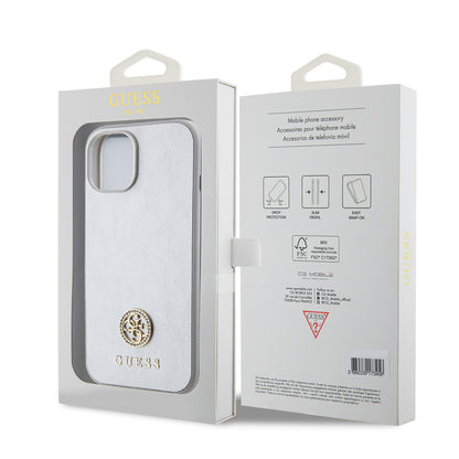 Deksel for Apple iPhone 15, Guess, Strass Metal Logo, Sølvfarget