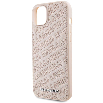 Deksel for Apple iPhone 15, Karl Lagerfeld, Diagonal Quilted K Pattern, Rosa