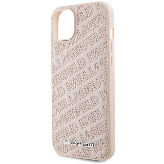 Deksel for Apple iPhone 15, Karl Lagerfeld, Diagonal Quilted K Pattern, Rosa