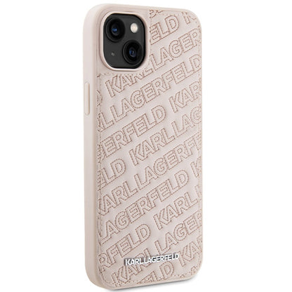 Deksel for Apple iPhone 15, Karl Lagerfeld, Diagonal Quilted K Pattern, Rosa