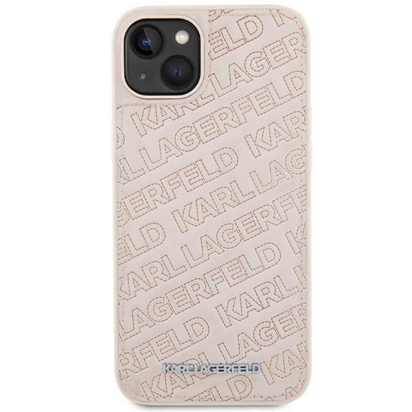 Deksel for Apple iPhone 15, Karl Lagerfeld, Diagonal Quilted K Pattern, Rosa