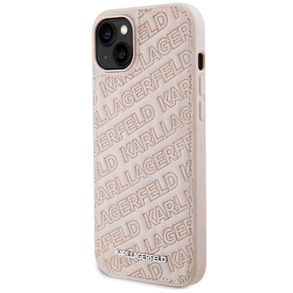 Deksel for Apple iPhone 15, Karl Lagerfeld, Diagonal Quilted K Pattern, Rosa