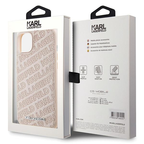 Deksel for Apple iPhone 15, Karl Lagerfeld, Diagonal Quilted K Pattern, Rosa