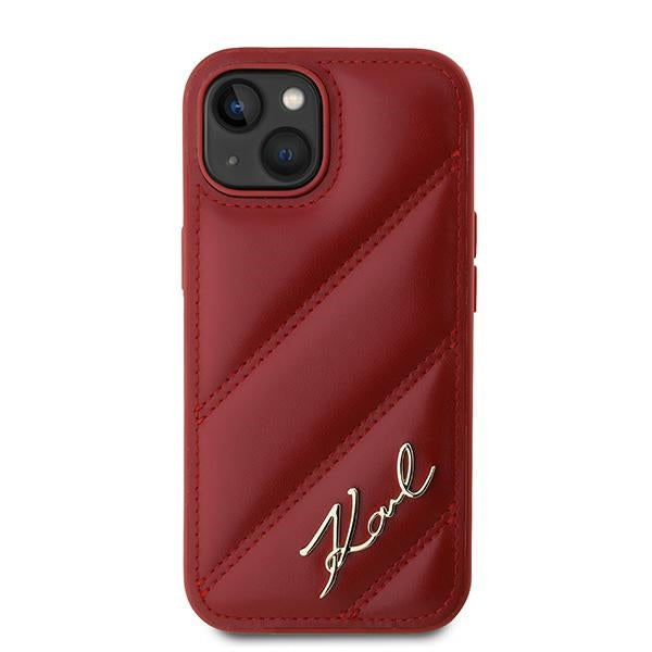 Deksel for Apple iPhone 15, Karl Lagerfeld, Diagonal Quilted Script, Rosie