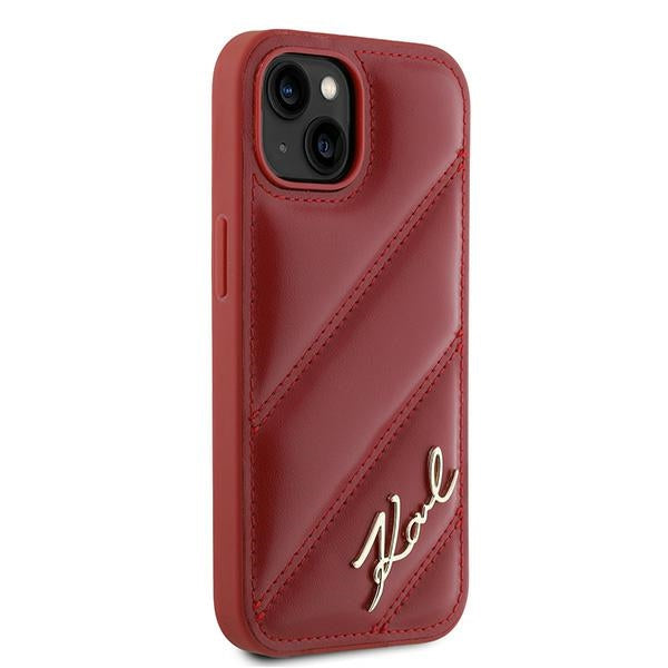 Deksel for Apple iPhone 15, Karl Lagerfeld, Diagonal Quilted Script, Rosie