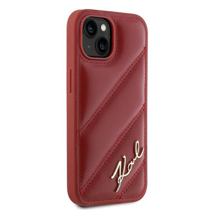 Deksel for Apple iPhone 15, Karl Lagerfeld, Diagonal Quilted Script, Rosie