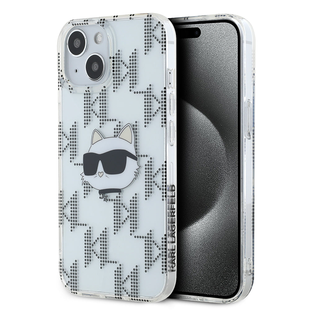 Deksel for Apple iPhone 15, Karl Lagerfeld, IML Electroplated Choupette Head, Gjennomsiktig