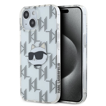 Deksel for Apple iPhone 15, Karl Lagerfeld, IML Electroplated Choupette Head, Gjennomsiktig