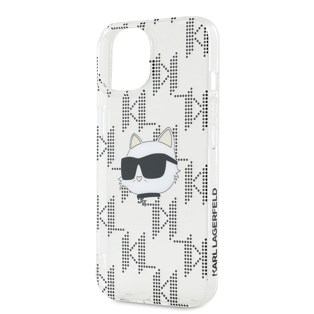 Deksel for Apple iPhone 15, Karl Lagerfeld, IML Electroplated Choupette Head, Gjennomsiktig