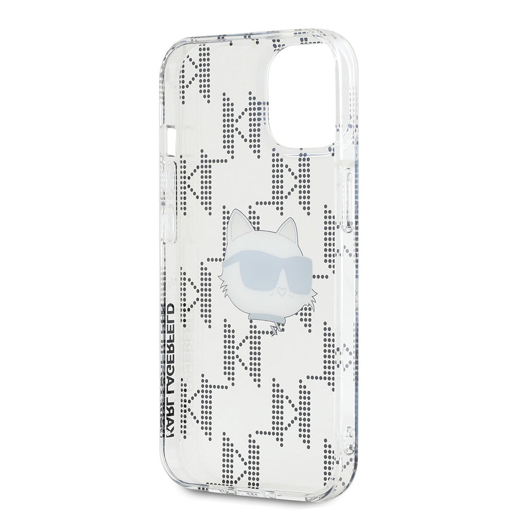Deksel for Apple iPhone 15, Karl Lagerfeld, IML Electroplated Choupette Head, Gjennomsiktig