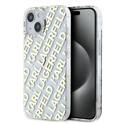 Deksel for Apple iPhone 15, Karl Lagerfeld, IML Luxury Gold Fullover Logo, Gull
