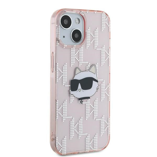 Deksel for Apple iPhone 15, Karl Lagerfeld, IML Luxury Monogram Choupette's Head, Rosa