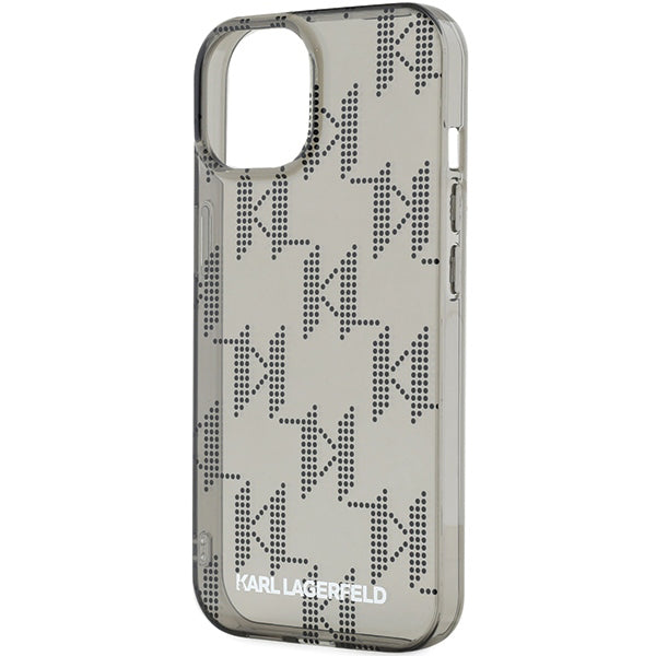 Deksel for Apple iPhone 15, Karl Lagerfeld, IML Luxury Monogram KL Pattern with Strap, Svart