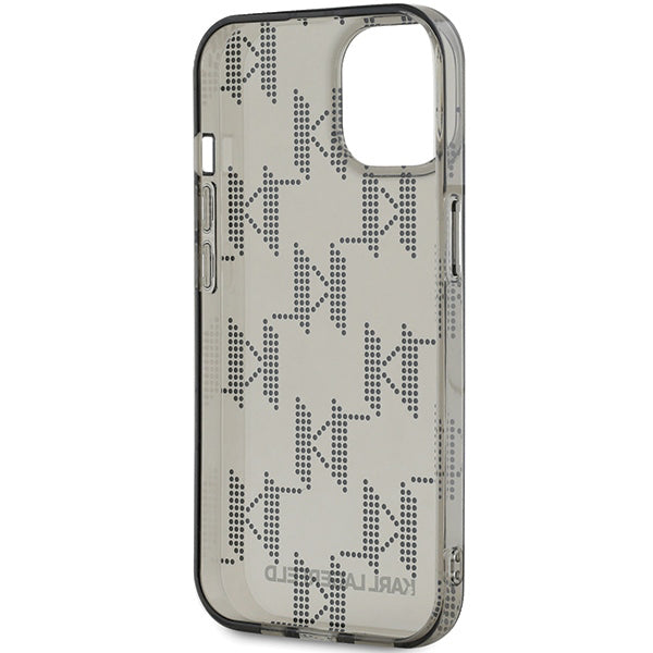 Deksel for Apple iPhone 15, Karl Lagerfeld, IML Luxury Monogram KL Pattern with Strap, Svart