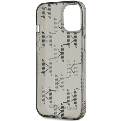 Deksel for Apple iPhone 15, Karl Lagerfeld, IML Luxury Monogram KL Pattern with Strap, Svart
