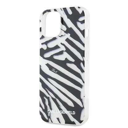 Deksel for Apple iPhone 15, Karl Lagerfeld, IML Luxury Zebra Pattern with Strap, Svart