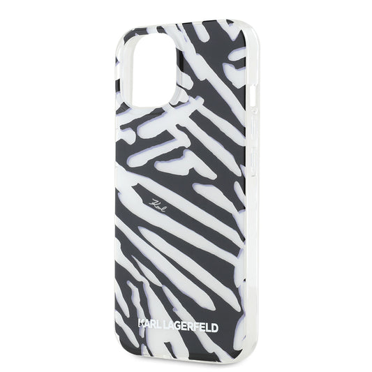 Deksel for Apple iPhone 15, Karl Lagerfeld, IML Luxury Zebra Pattern with Strap, Svart