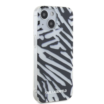 Deksel for Apple iPhone 15, Karl Lagerfeld, IML Luxury Zebra Pattern with Strap, Svart