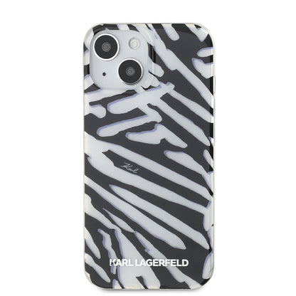 Deksel for Apple iPhone 15, Karl Lagerfeld, IML Luxury Zebra Pattern with Strap, Svart